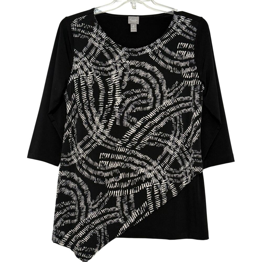 Chico's Travelers Asymmetrical Black Tunic, Size 2